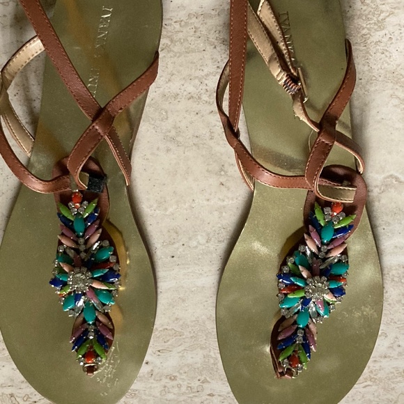 IVANKA TRUMP Womens Jeweled Leather Sandal Size 10 - Picture 1 of 4